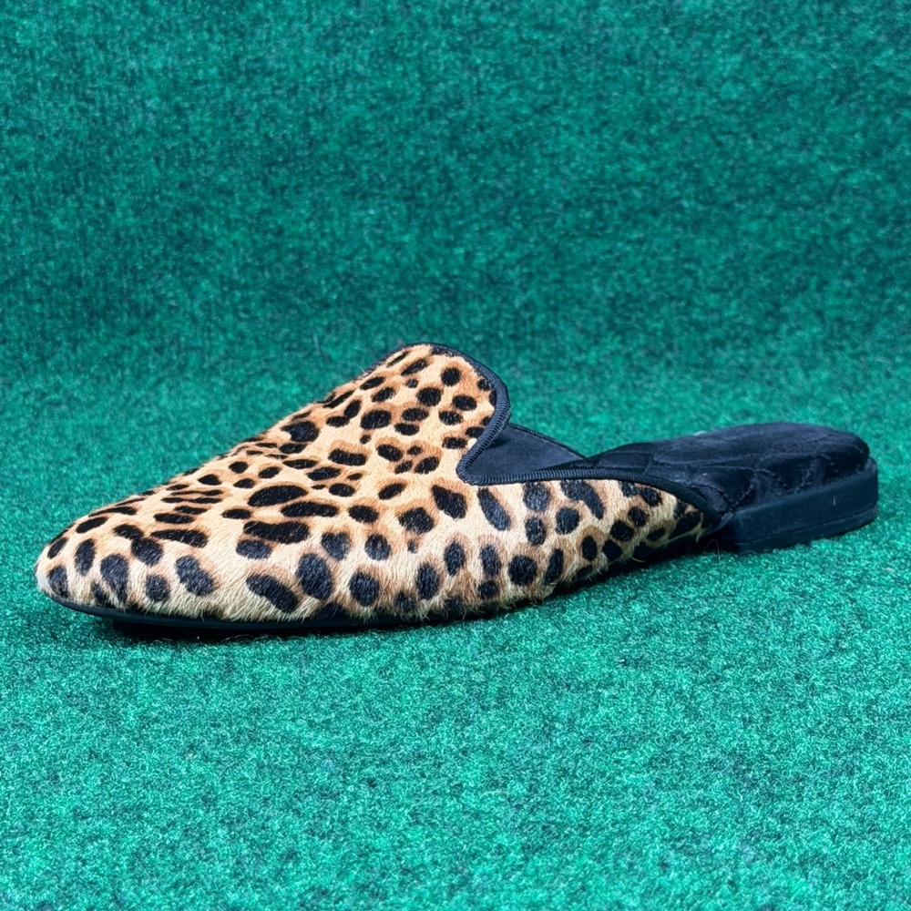 Birdies The Phoebe Cheetah Print‎ Calf Hair Mules Flats Womens 8.5 Animal Print